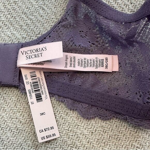 Victoria’s Secret Dream Angels Lace Underwire Bra Size 38C NWT Purple Lace - Picture 5 of 9
